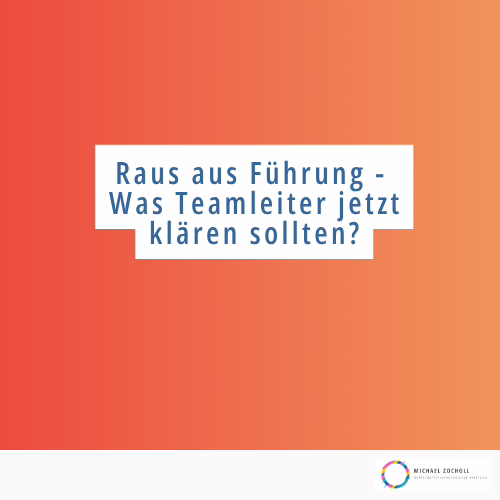 Raus aus Führung, kein Teamleiter mehr sein